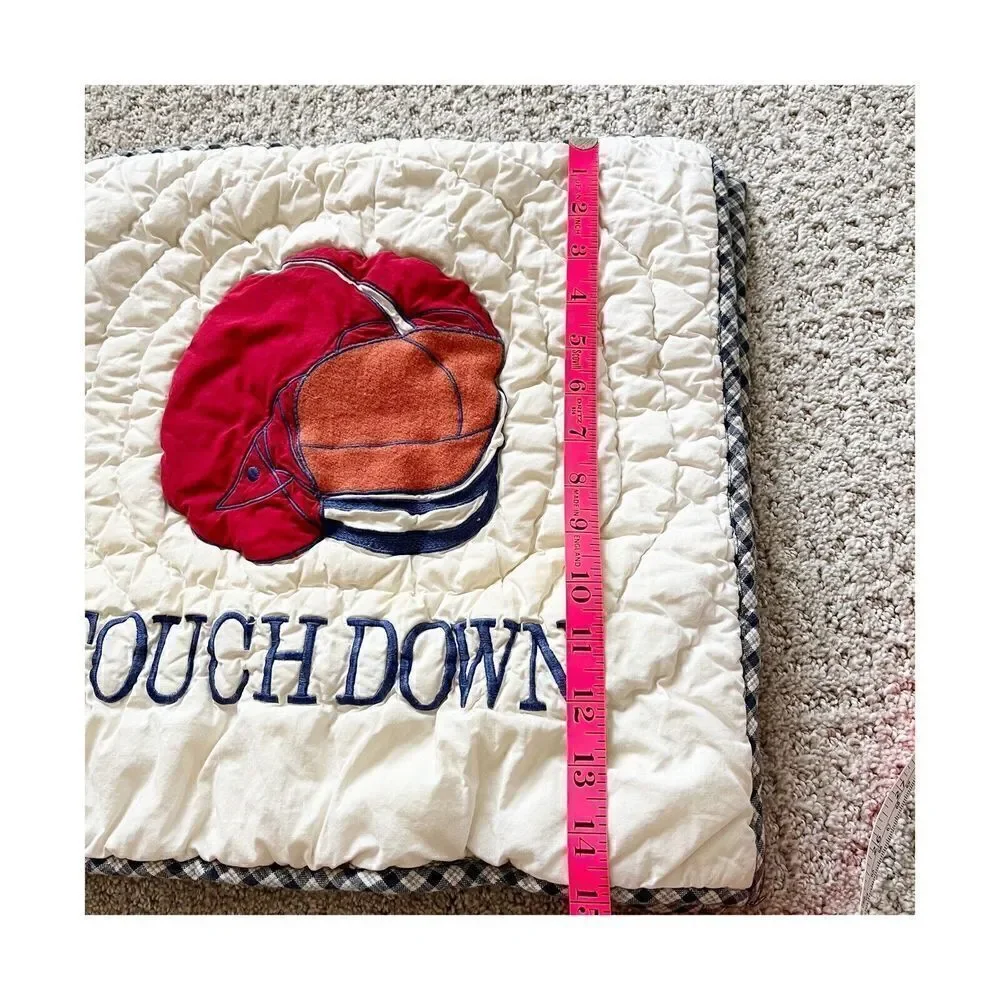 The Company Store Kids Football Pillow Shams Square Touchdown Blue Plaid 15